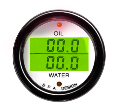 Digitale Doppelanzeige für Öldruck und Wassertemperatur